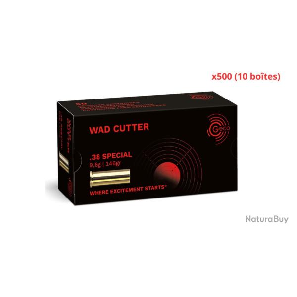 MUNITIONS GECO CALIBRE 38 SPECIAL WAD CUTTER 148gr - 9.6g x500 