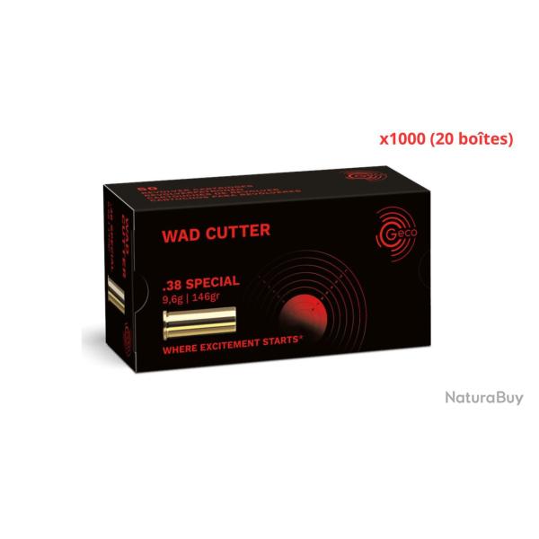 MUNITIONS GECO CALIBRE 38 SPECIAL WAD CUTTER 148gr - 9.6g x1000 