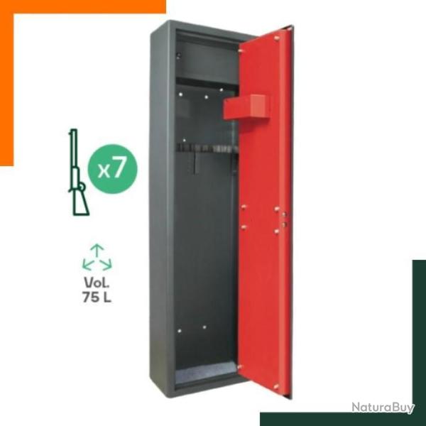 Armoire pour 7 fusils avec coffre int�rieur - Acier robuste 2mm, protection optimale armes