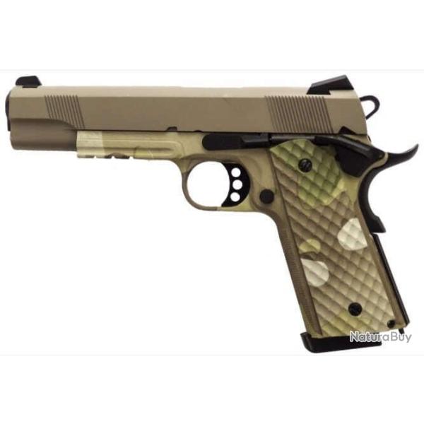 R�plique GBB 1911 MEU Rail Raven full metal gaz Camo tan 1,0J
