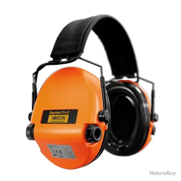 CASQUE ANTI BRUIT ELECTRONIQUE SORDIN SUPREME PRO-X SLIM BANDEAU CUIR COUSSINS PVC
