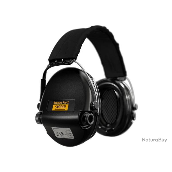 CASQUE ANTI BRUIT ELECTRONIQUE SORDIN SUPREME PRO-X NOIR BANDEAU NOIR COUSSINS PVC