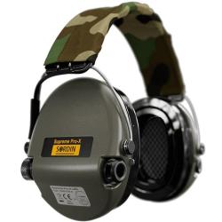 CASQUE ANTI BRUIT ELECTRONIQUE SORDIN SUPREME PRO-X LED VERT BANDEAU CAMO COUSSINS GEL