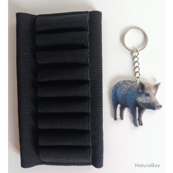 Ensemble cartouchi�re de crosse carabine et porte cl�s sanglier. Neuf.