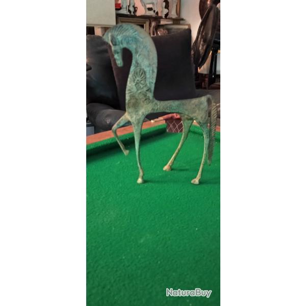 Bronze de cheval azt�que � patine verte