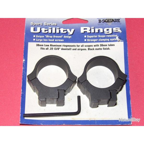 colliers lunette point rouge BSQUARE 30mm queue d'aronde 11mm pour 22 lr - VENDU PAR JEPERCUTE