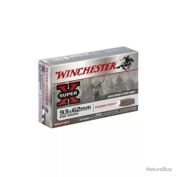 Munitions Winchester Power Point 18.53g 286gr - Cal. 9.3x62 x2 boites
