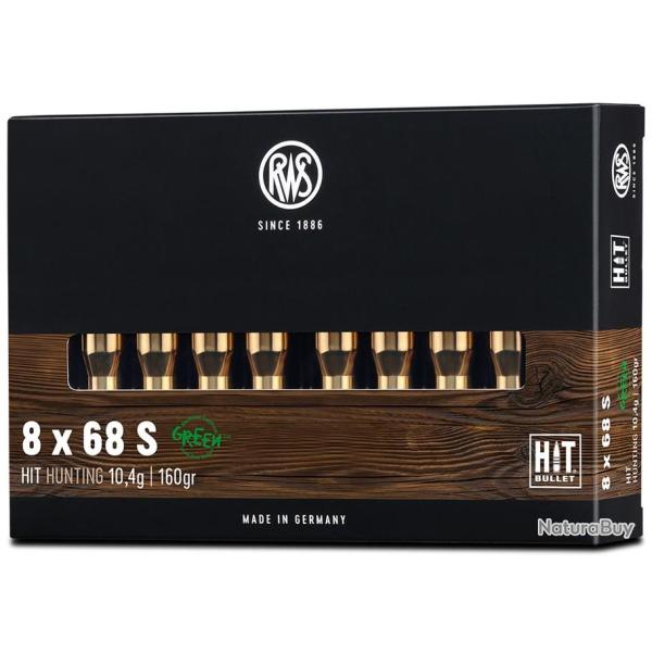 Cartouche RWS Hit cal.8X68 S 160GR 10,4G boite de 20