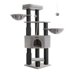 Arbre &agrave; chat grand et stable avec tapis chaud auto-toiletteurs poteaux &agrave; griffer niche hamacs plate