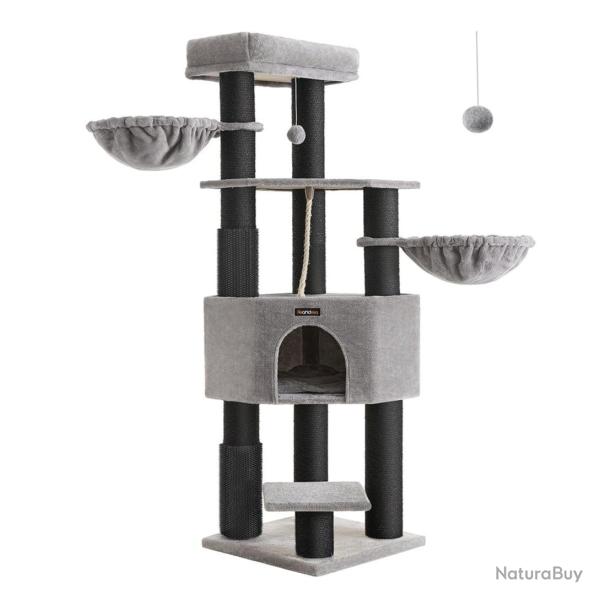 Arbre � chat grand et stable avec tapis chaud auto-toiletteurs poteaux � griffer niche hamacs plate