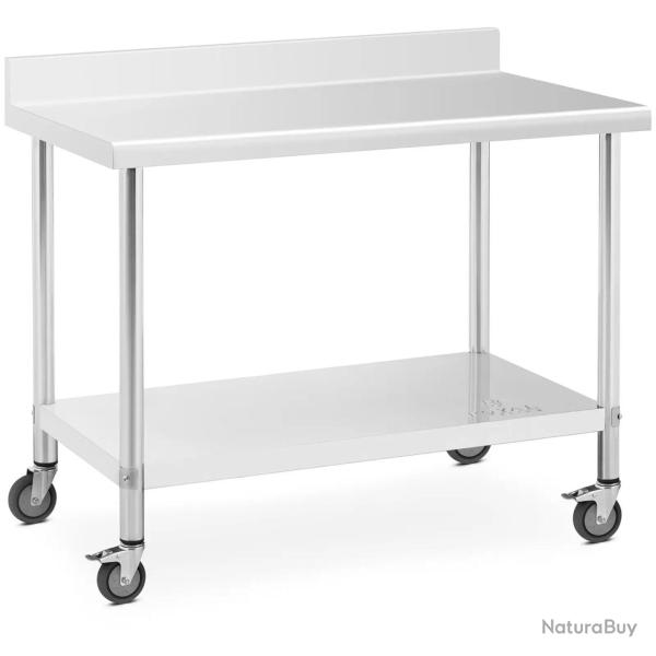 Table de travail cuisine professionnel premium 60 x 120 cm 158 kg dosseret acier inoxydable 14_0010