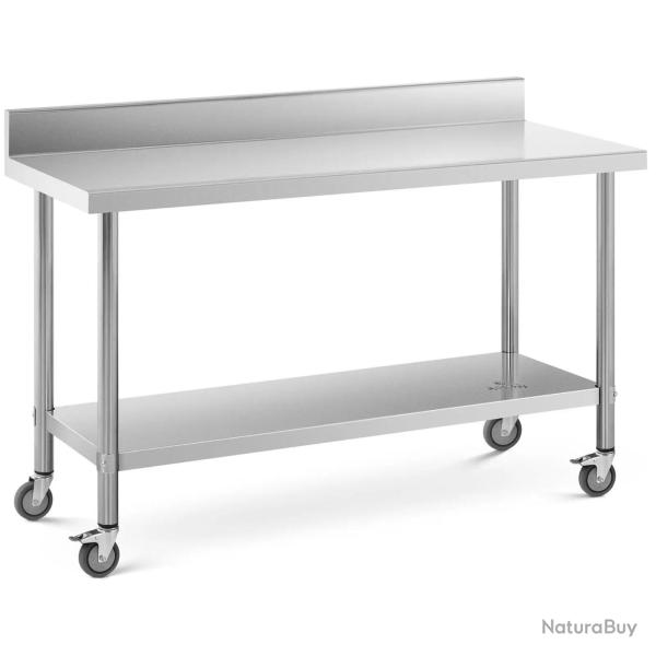 Table de travail professionnel premium 60 x 150 cm 160 kg dosseret acier inoxydable 14_0010020
