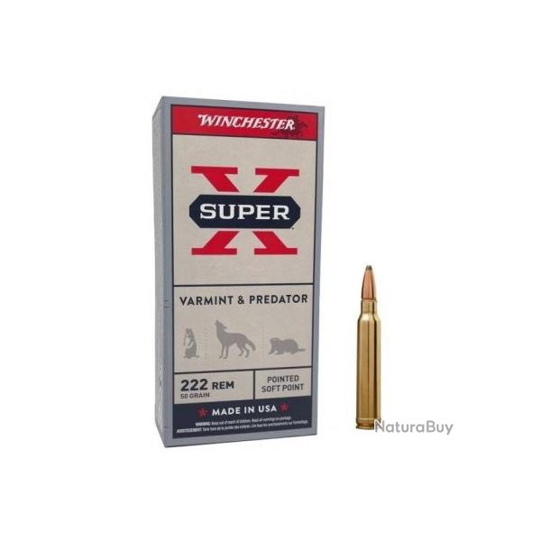 Munitions Winchester Power Point 3.2g 50gr - Cal. 222 Rem. x2 boites