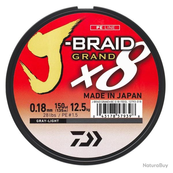 Daiwa J-braid Grand X 8 Grise 270m 0.18mm