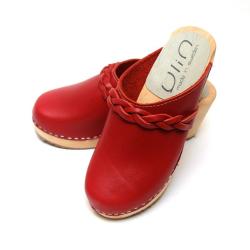 Sabots femme talons hauts fin bois et cuir tann&eacute; v&eacute;g&eacute;tal ou nubuck et 36 rouge