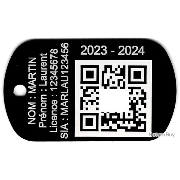 FFT! Porte cl� TAG militaire Licence de tir en aluminium grav� au laser (Recto)