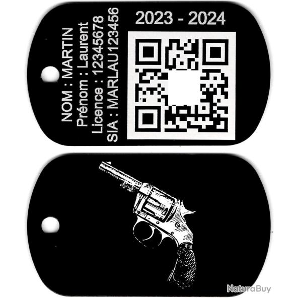 FFT! Porte cl� TAG militaire Licence de tir en aluminium grav� au laser (Recto / Verso)