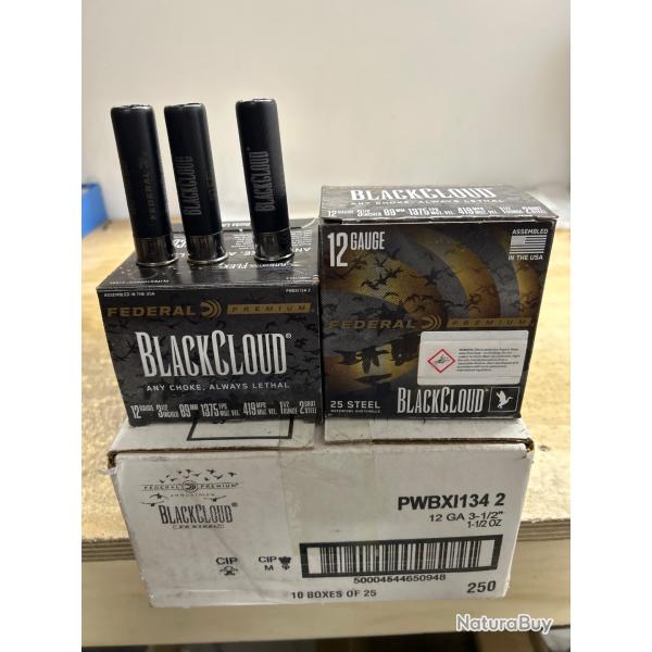 CARTOUCHES FEDERAL  BLACK CLOUD ACIER 12/89 N�2 La boite de 25 / 59.00 �