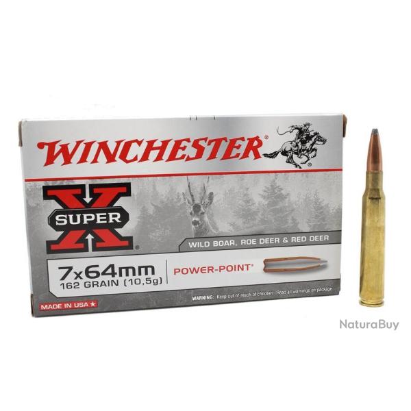 Munitions Winchester Power Point 10.5g 162gr - Cal. 7x64 x2 boites