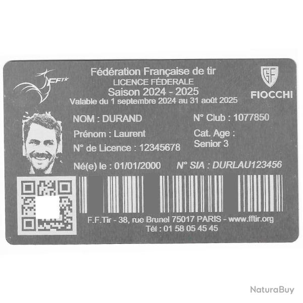 FFT! Licence de tir en aluminium Argent�e grav� au laser (Recto)