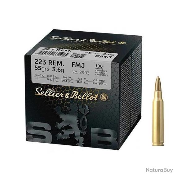 Munitions Sellier & Bellot 223 Rem FMJ 55gr x100