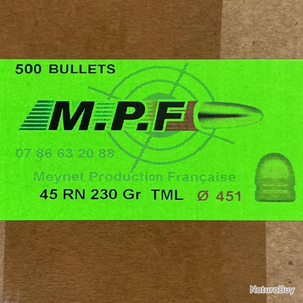 Ogives MPF 45 RN �.451 230gr TML x500