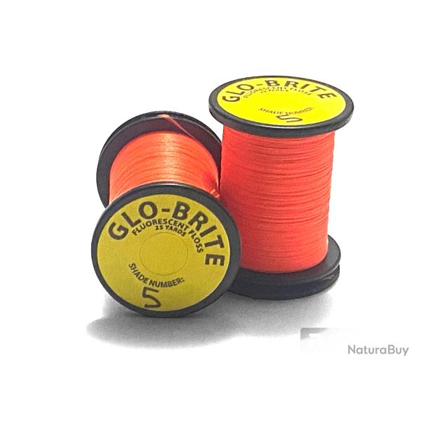 glo brite floss 25 yd soie de montage orange feu
