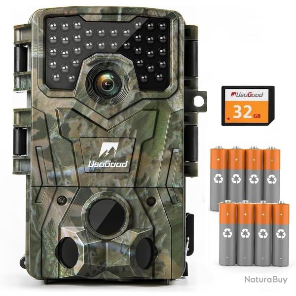 Cam�ra de Chasse Surveillance 4K Carte 32GB Haute D�finition �tanche IP66 Vision Nocturne
