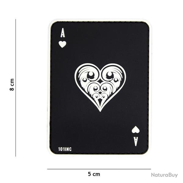 Patch 3D PVC As de coeur noir