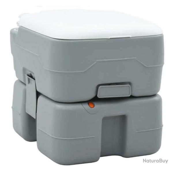 Toilette de camping portable Gris et blanc 41,5x36,5x37,5 cm Plastique pratique facile voyage