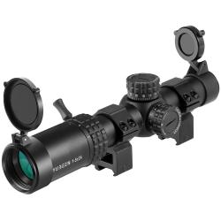 Lunette de Vis&eacute;e 1-5x24 Tactique R&eacute;ticule Rouge/Vert &Eacute;tanche & Antichoc Id&eacute;al AR1 et Chasse 11MM