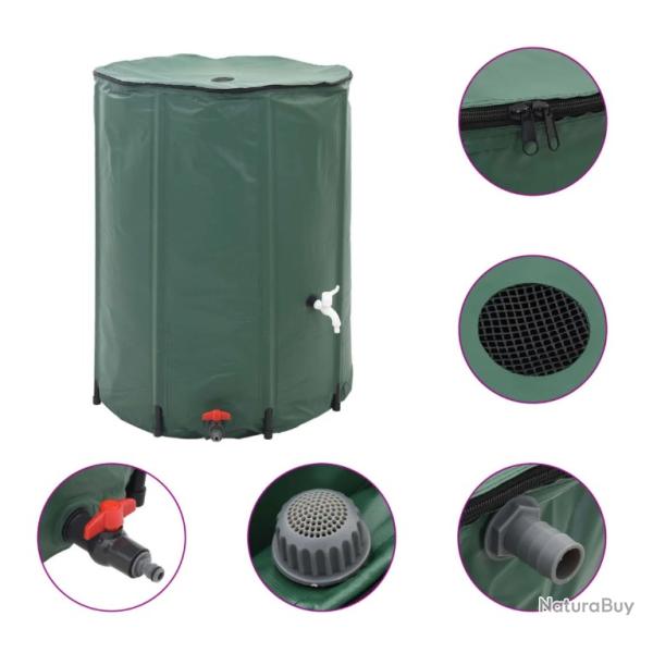 R�servoir eau de pluie pliable 250 L vert 60x98 cm PVC pratique r�cup�ration solution durable