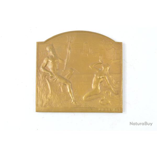 Mdaille Bronze plaquette LIEGE 1939 CANAL ALBERT Exposition internationale de l'eau BELGIQUE FONSON