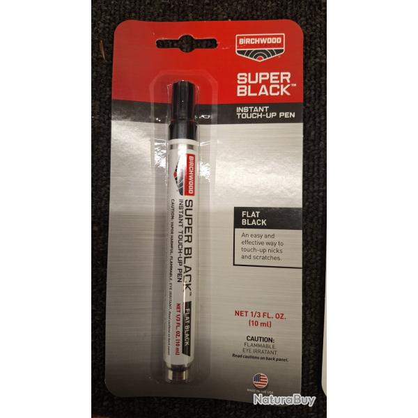 Stylo de retouche Super Black noir mat birchwood casey