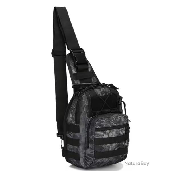 Sac Bandouli�re Tactique Militaire Molle Sac de Poitrine Sacoche Sport Outdoor 22x29x12 cm Noir Gris