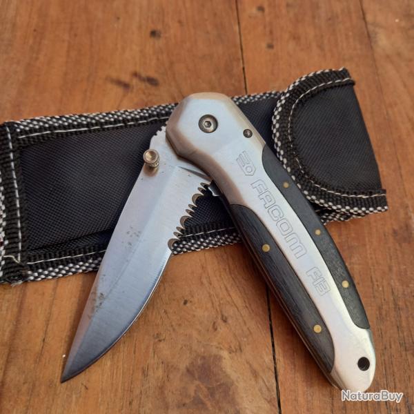 Couteau FACOM F13 Manche en Bois et m�tal avec �tui en Nylon