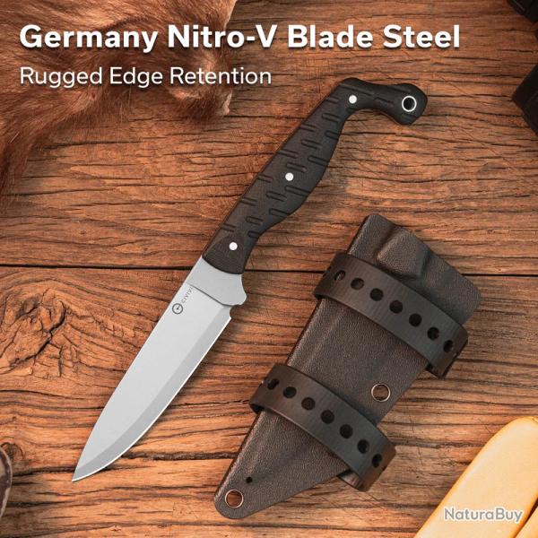 Couteau Civivi MDRN Hunter Black Lame Acier Nitro-V Manche G-10 Etui Kydex CIVC230781