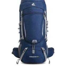 Sac &agrave; Dos Ext&eacute;rieur 60L &Eacute;tanche Randonn&eacute;e Camping Chasse et Voyage Confort & R&eacute;sistance Bleu