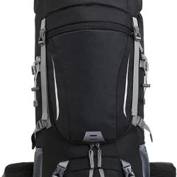 Sac &agrave; Dos Ext&eacute;rieur 60L &Eacute;tanche Randonn&eacute;e Camping Chasse et Voyage Confort & R&eacute;sistance Noir