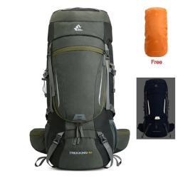 Sac &agrave; Dos Ext&eacute;rieur 60L &Eacute;tanche Randonn&eacute;e Camping Chasse et Voyage Confort & R&eacute;sistance Vert