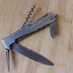 Ancien couteau pliant 4 pi&egrave;ces &agrave; pompe SOLINGEN arm&eacute;e allemande type "MERCATOR" tout m&eacute;tal GERMANY