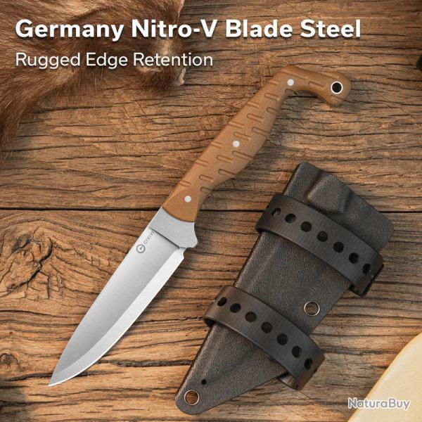 Couteau Civivi MDRN Hunter Brown Lame Acier Nitro-V Manche G-10 Etui Kydex CIVC230782