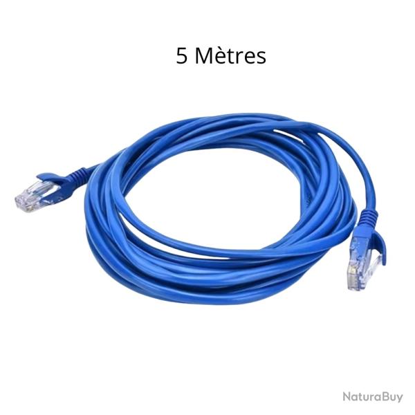 C�ble R�seau Ethernet RJ45 CAT6 Gigabit - 5 m�tres - Bleu Haute Qualit�
