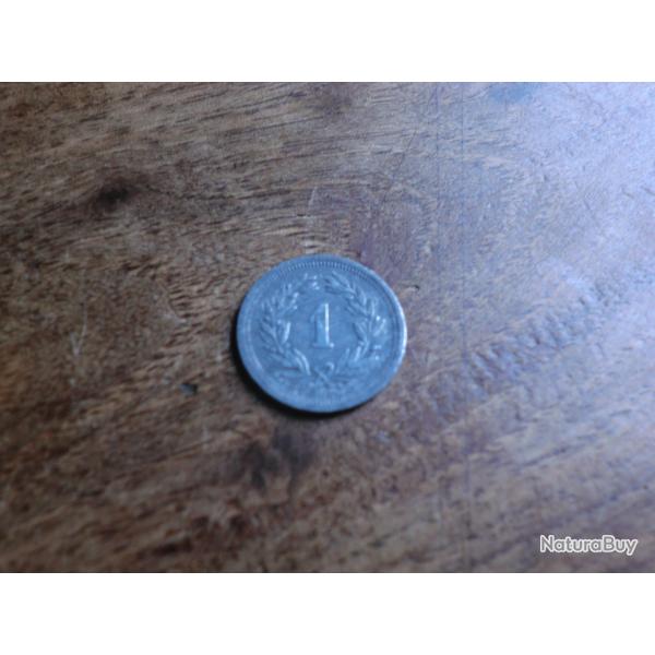 monnaie 1 centimes B  r�publique helvetia 1942