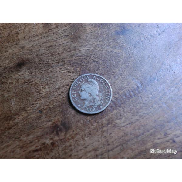 monnaie 5 centivos  r�publique argentina 1908