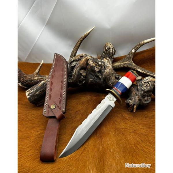 Couteau Bowie "WOLF SPIRIT " BBR grav tte de loup (3)