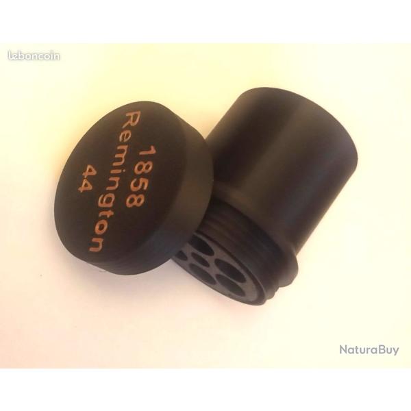 Bo�te � barillet �tanche 44 Remington 1858 Pietta Uberti r�volver � poudre noire noire et cuivre.