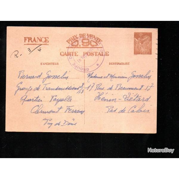 carte correspondance 1941 ,  cpa groupe de transmissions clermont ferrand