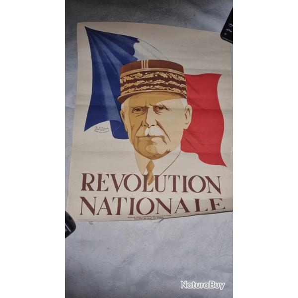 Affiche originale MAR�CHAL P�TAIN 1940 R�volution Nationale WW2