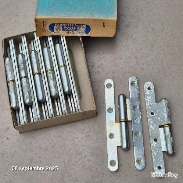 Lot de 12 Paumelles roul acier pour fentre . Gauche